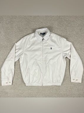 Polo Ralph Lauren Men's White Harrington Jacket Size S Vintage